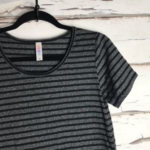 Lularoe Classic Tee Striped Black Gray XS